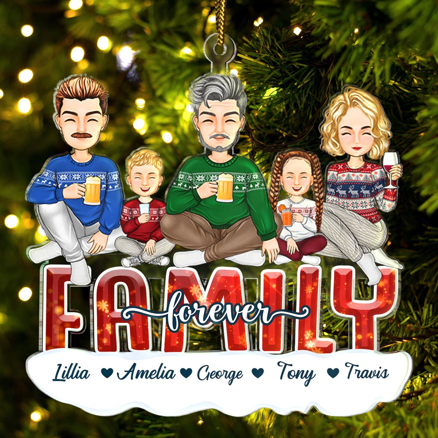 Personalized 'Family Forever' Christmas Ornament - Custom Gift for Family
