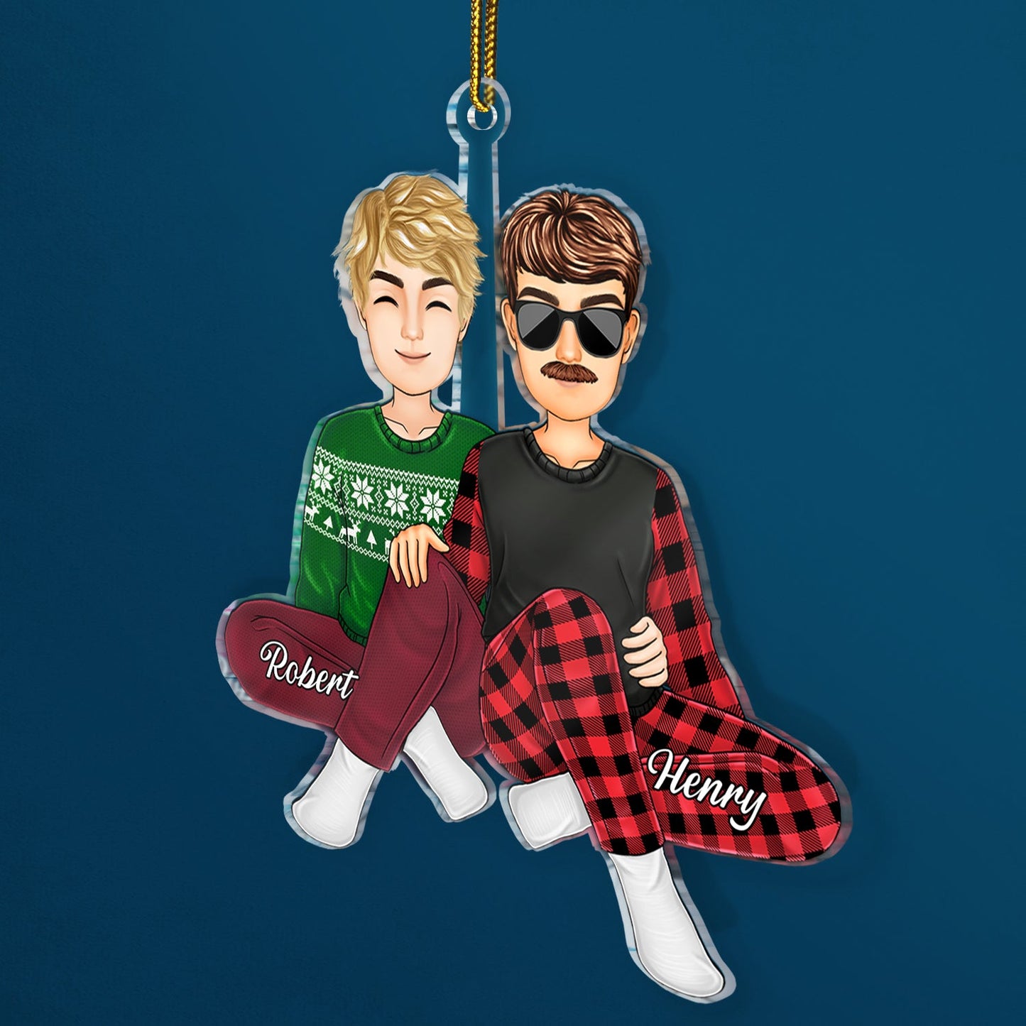 Custom Christmas Couple Ornament - Personalized Festive Gift for Husband & Wife