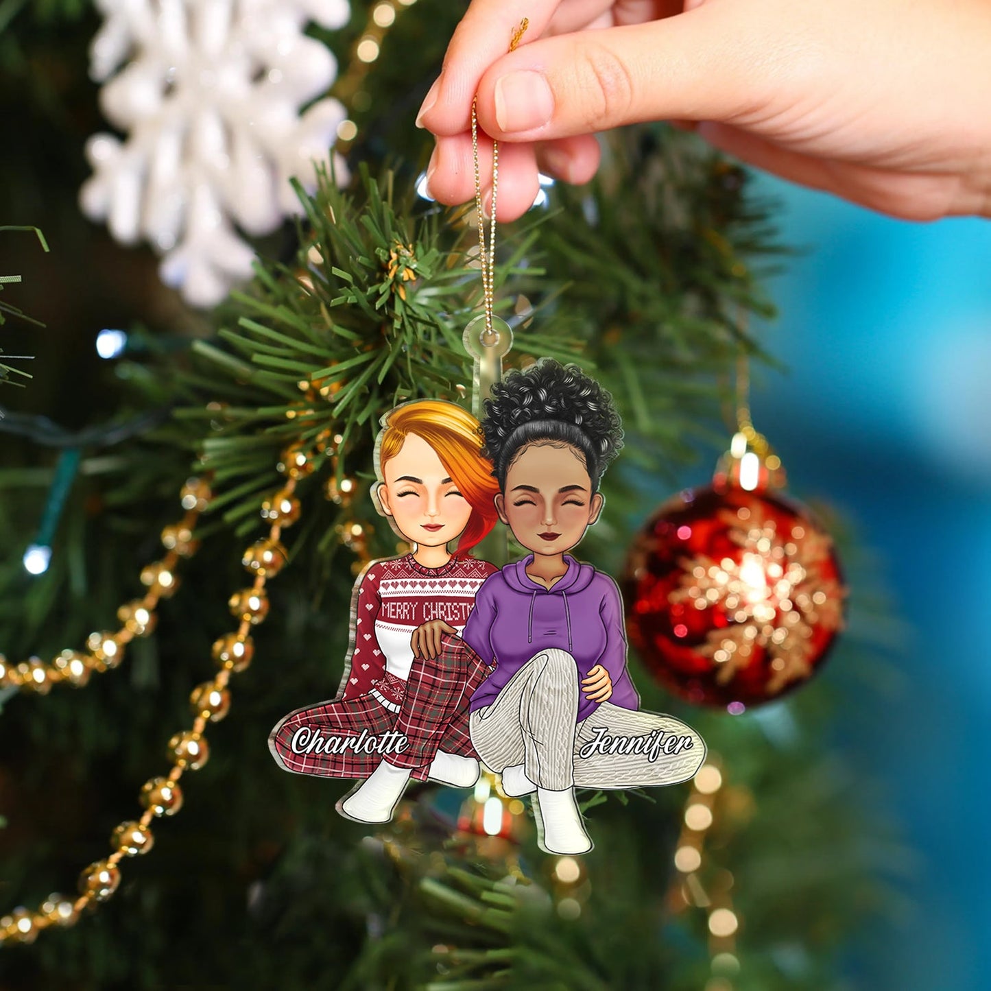 Custom Christmas Couple Ornament - Personalized Festive Gift for Husband & Wife
