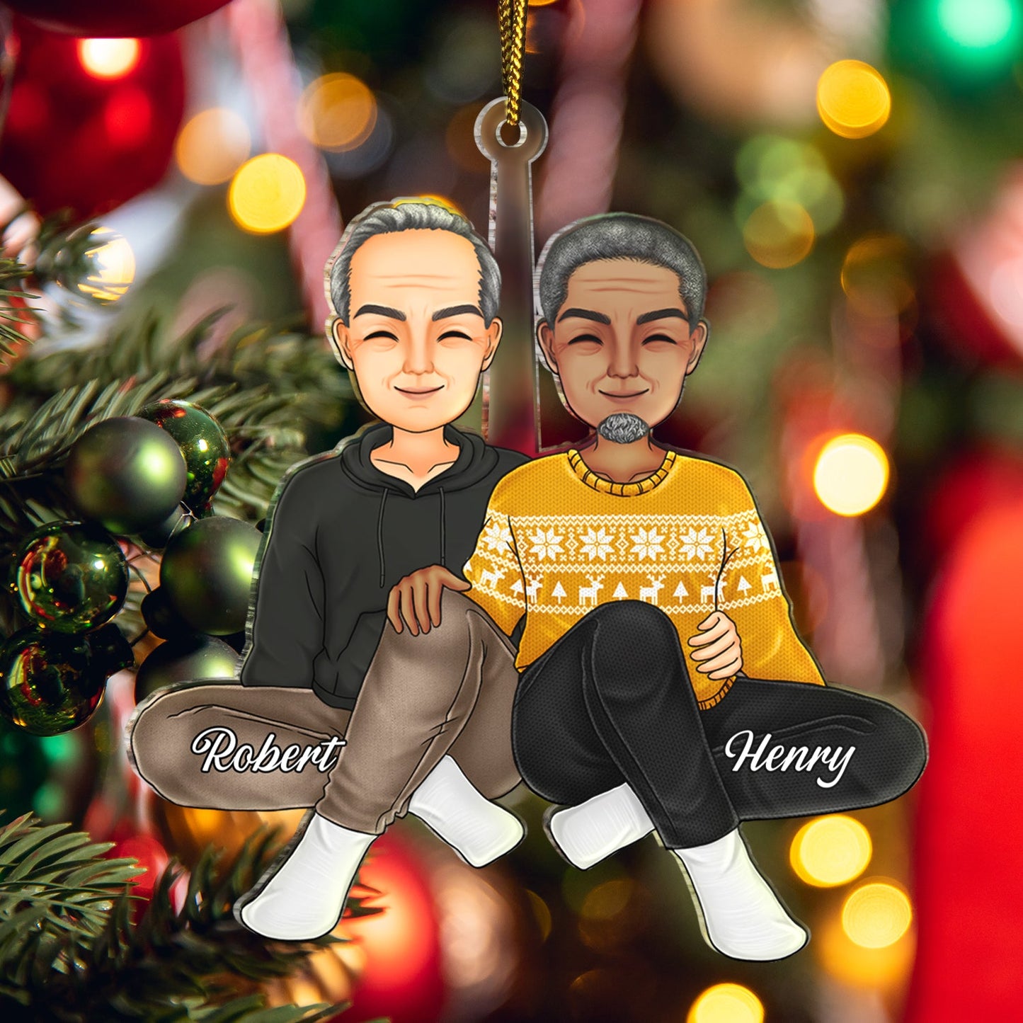 Custom Christmas Couple Ornament - Personalized Festive Gift for Husband & Wife