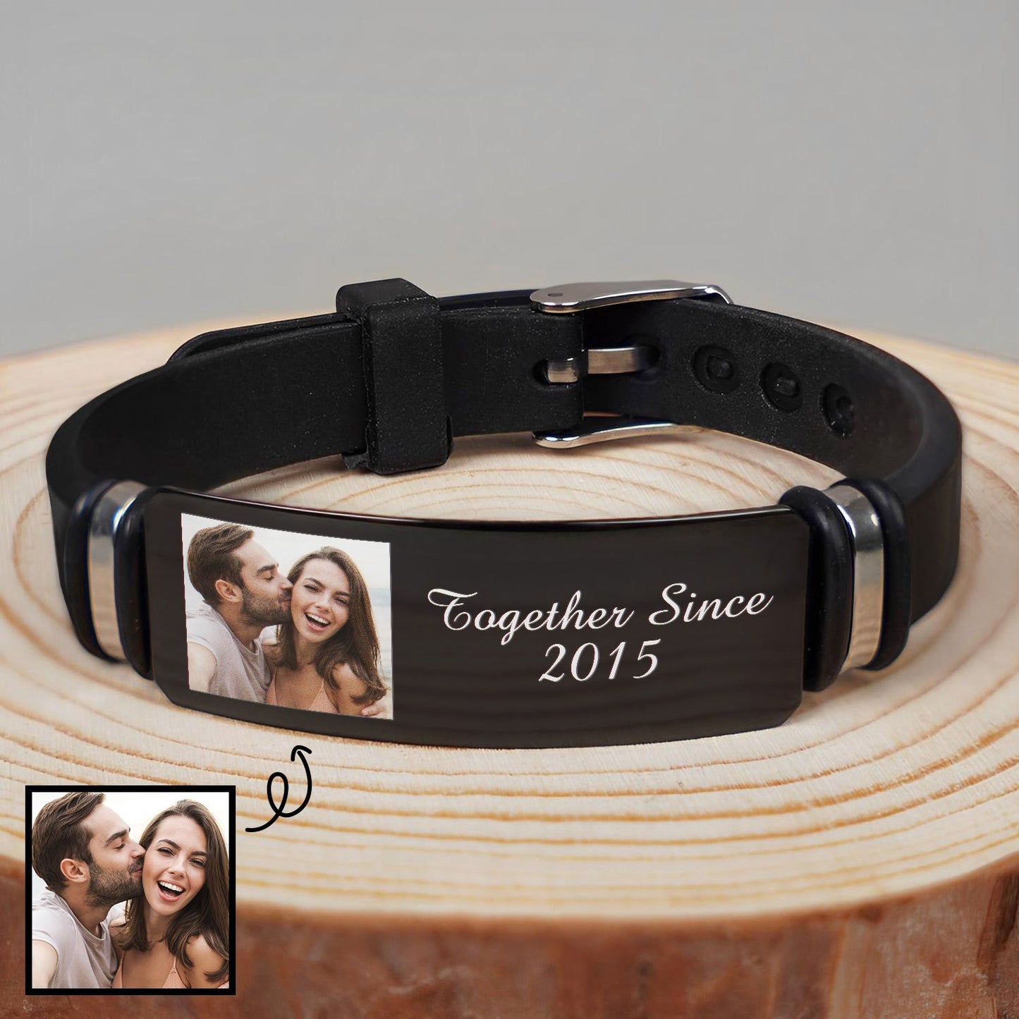 Personalized Photo & Engraved Bracelet for Couples - Heartfelt Anniversary Gift