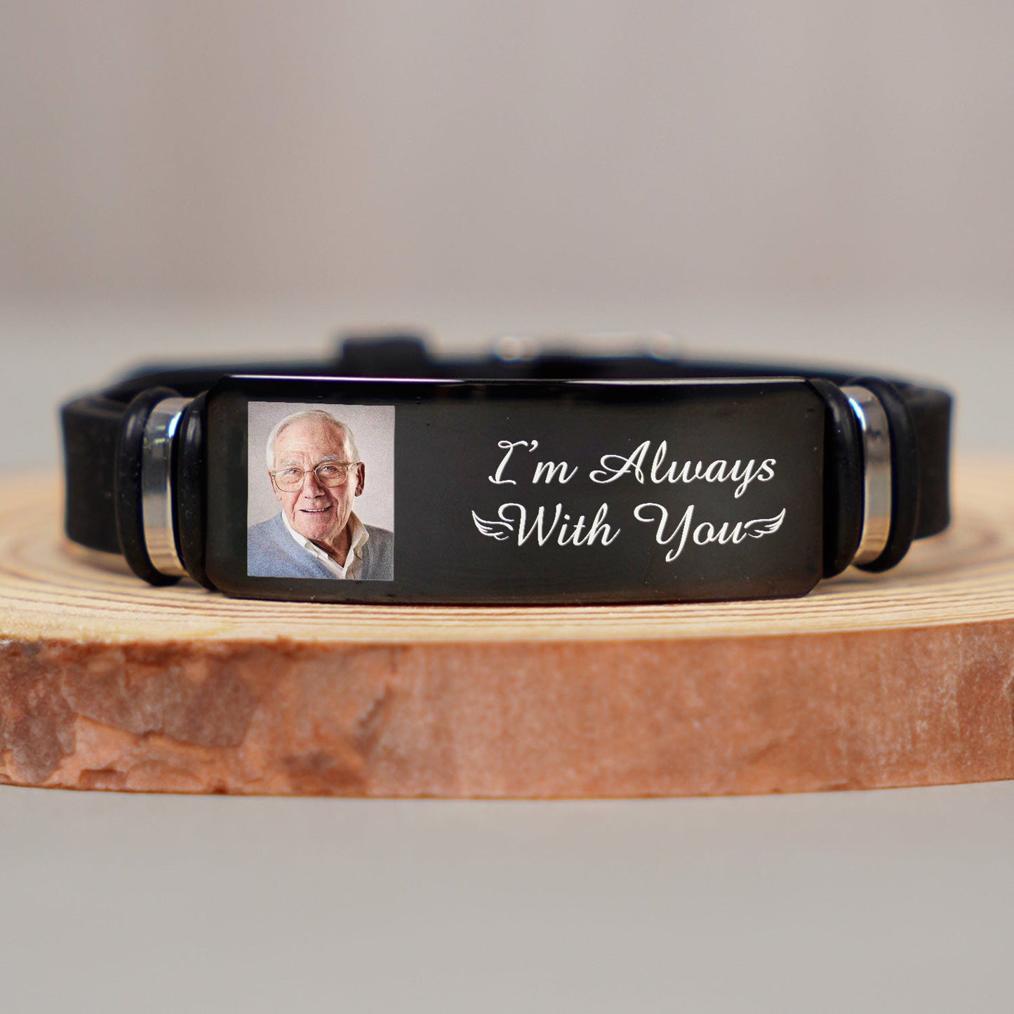 Personalized Photo "I'm Always With You" Engraved Bracelet - Memorial For Loved One Gift for Dad