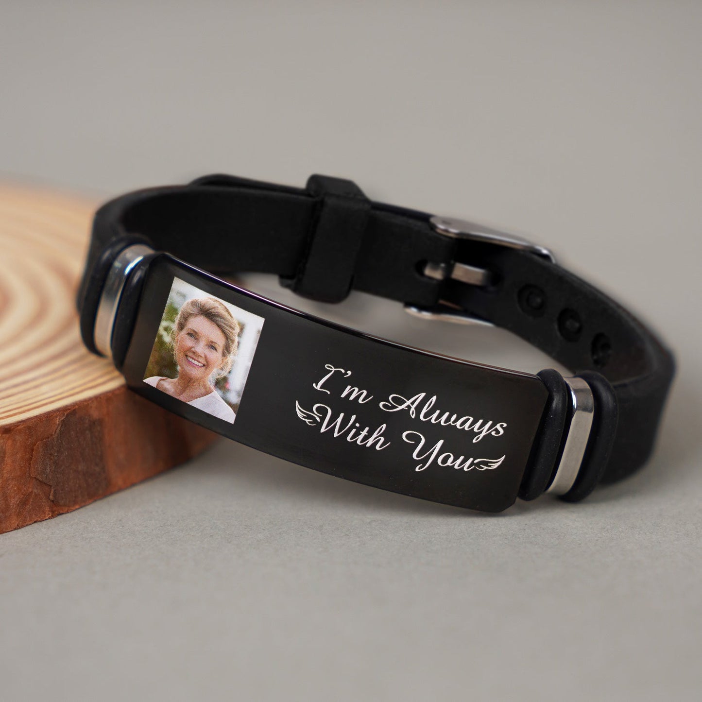 Personalized Photo "I'm Always With You" Engraved Bracelet - Memorial For Loved One Gift for Dad