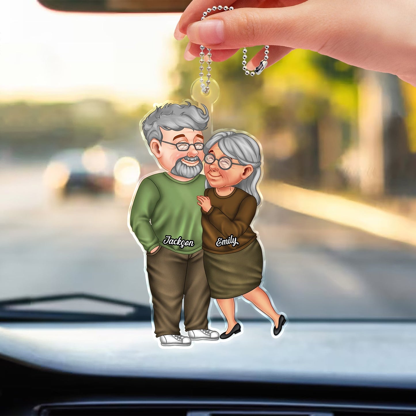 Personalized 'Arm In Arm' Couple Car Hanger - Sweet Anniversary Gift