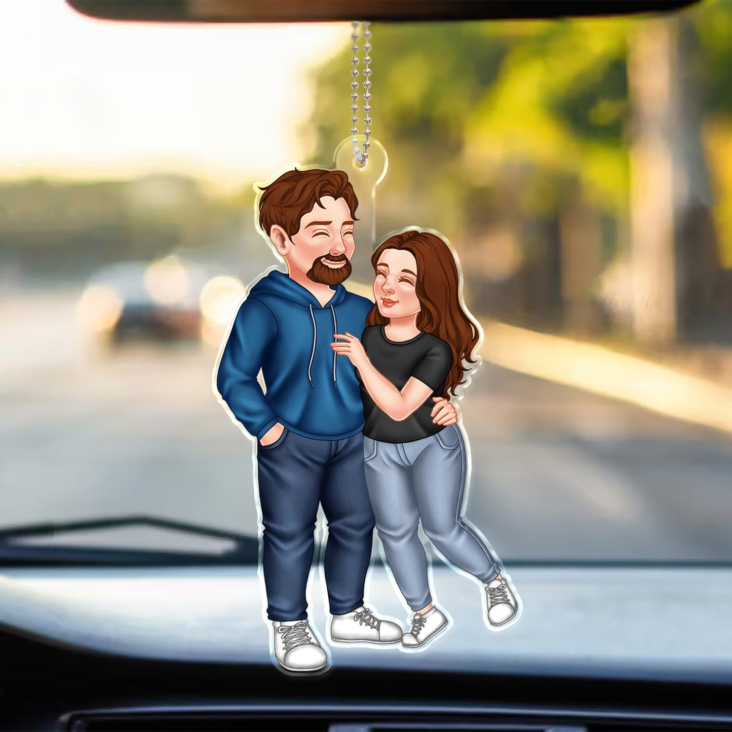Personalized 'Arm In Arm' Couple Car Hanger - Sweet Anniversary Gift