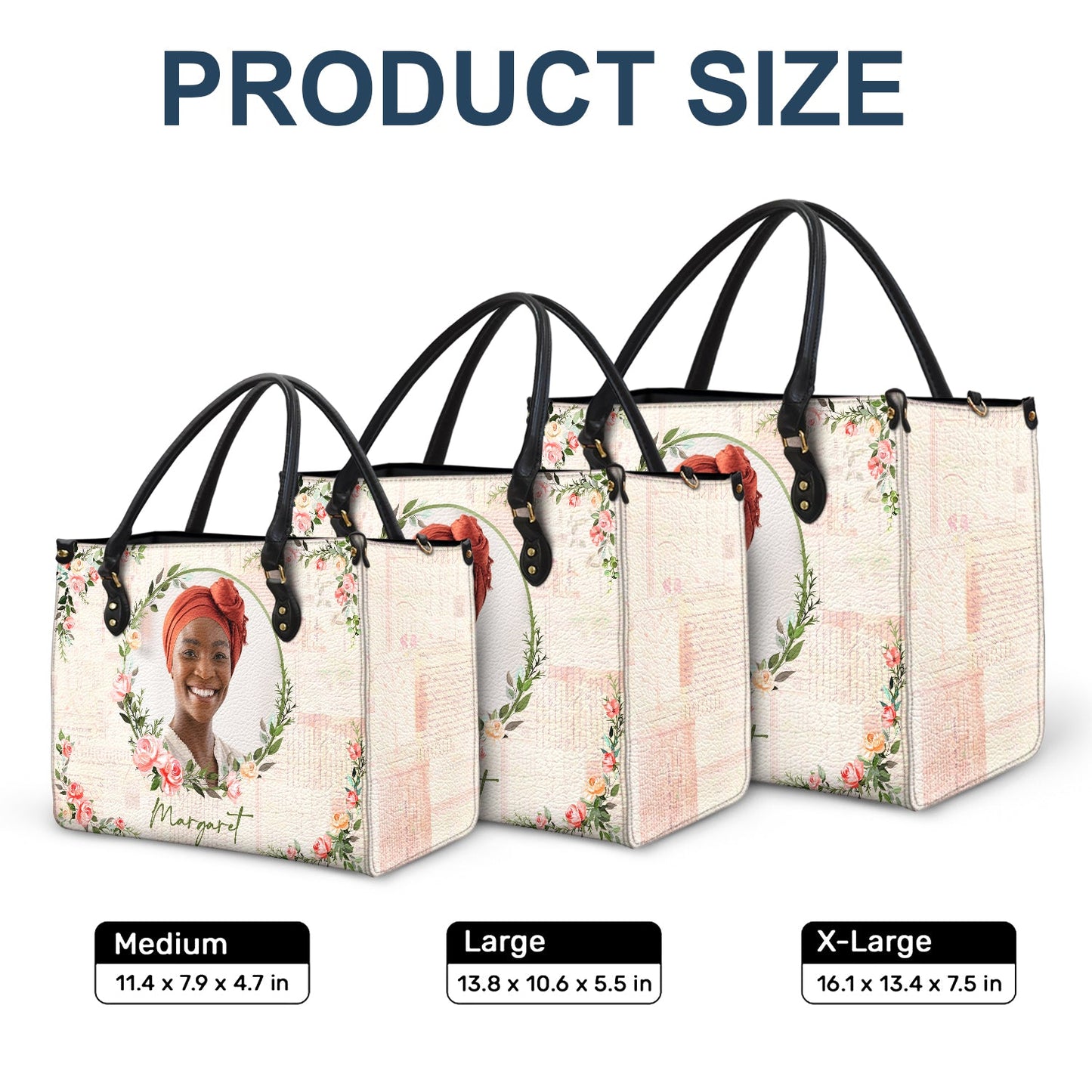 Heartfelt Personalized Photo Leather Bag - Custom Floral Gift For Her