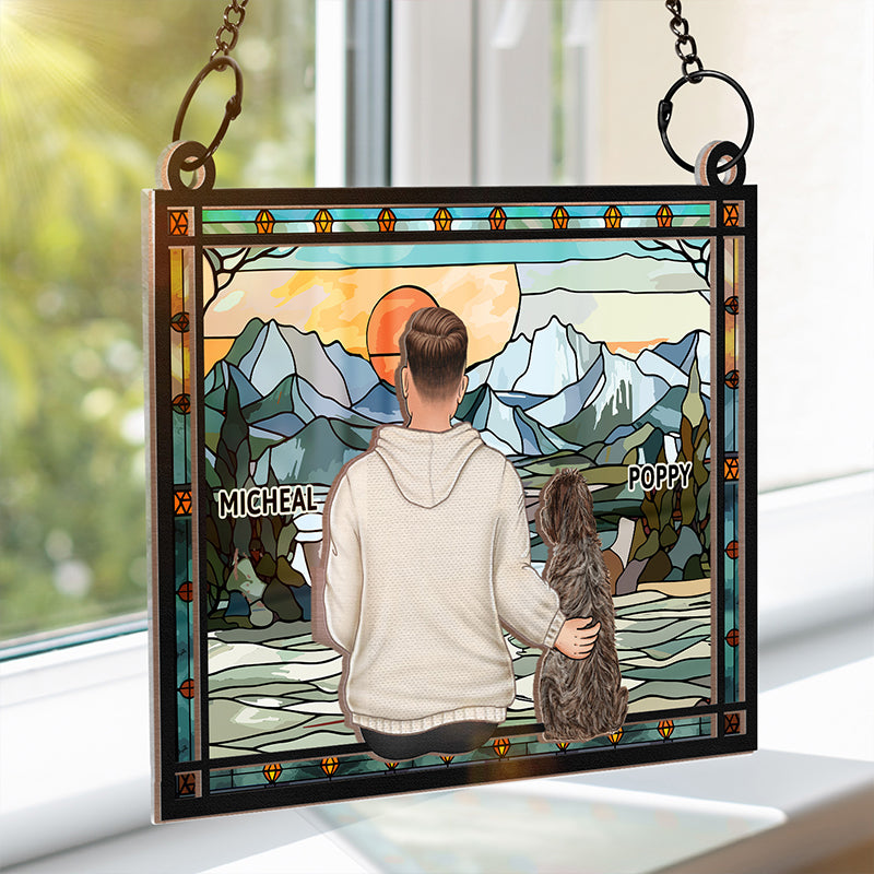 Personalized 'A Dad & His Dog' Suncatcher Ornament: Unbreakable Bond Gift