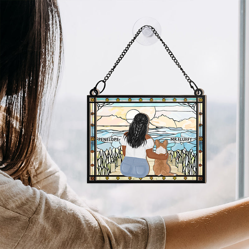 Personalized 'A Dad & His Dog' Suncatcher Ornament: Unbreakable Bond Gift