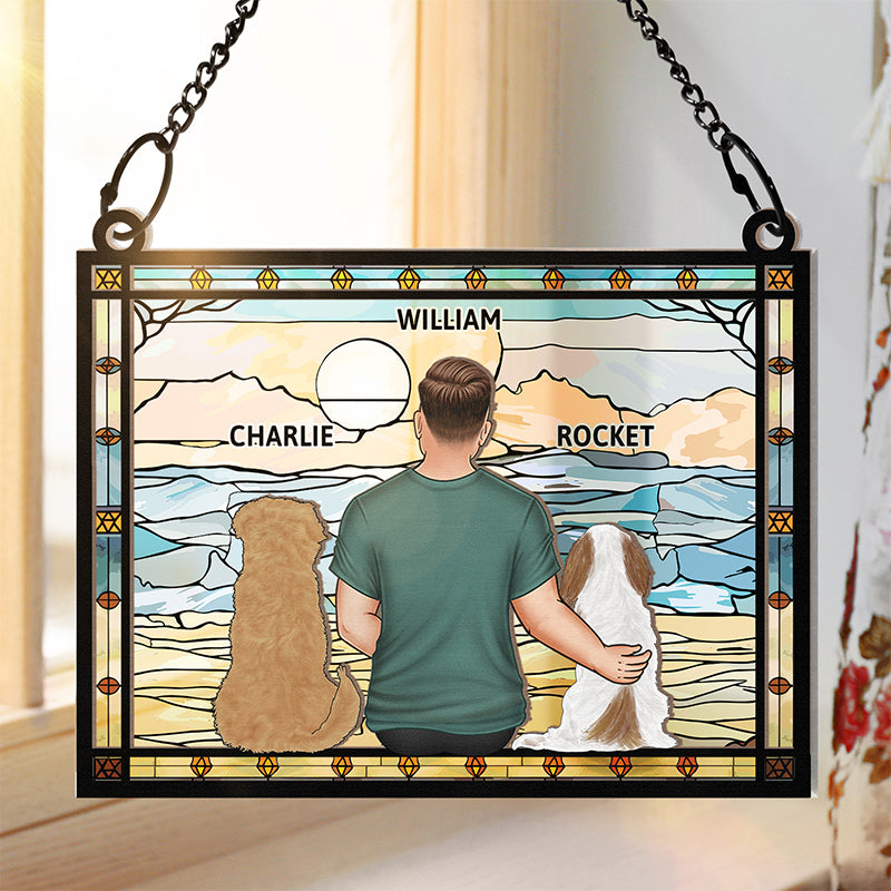Personalized 'A Dad & His Dog' Suncatcher Ornament: Unbreakable Bond Gift