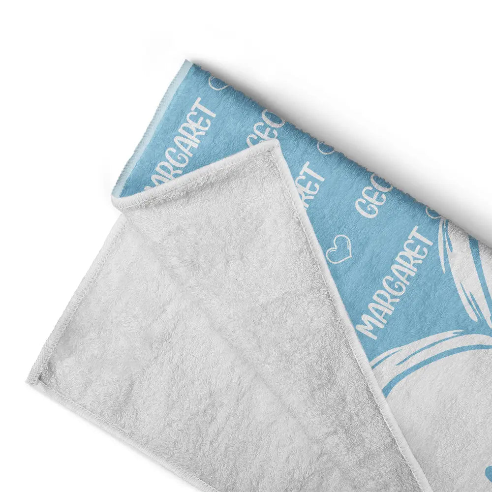 Personalized Nana & Grandkids Name Beach Towel - Custom Gift for Grandma Mom