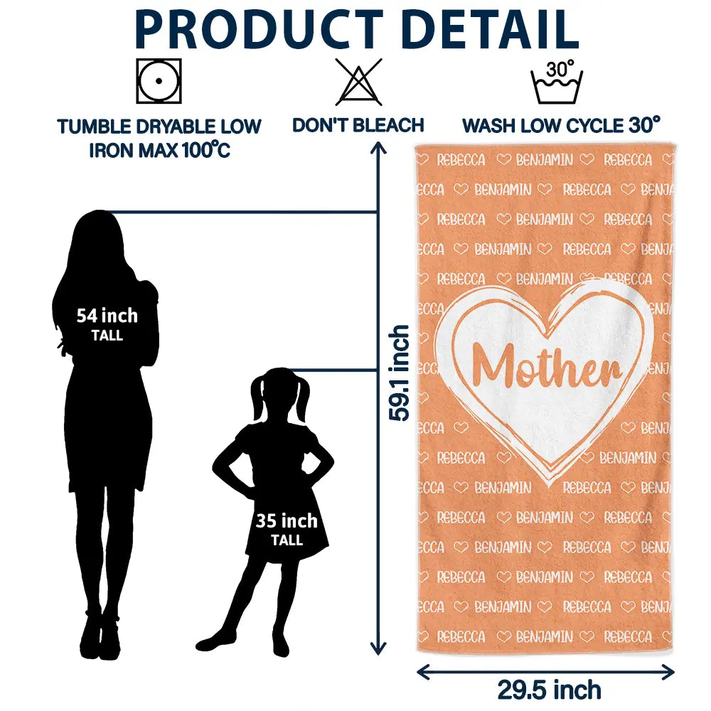 Personalized Nana & Grandkids Name Beach Towel - Custom Gift for Grandma Mom