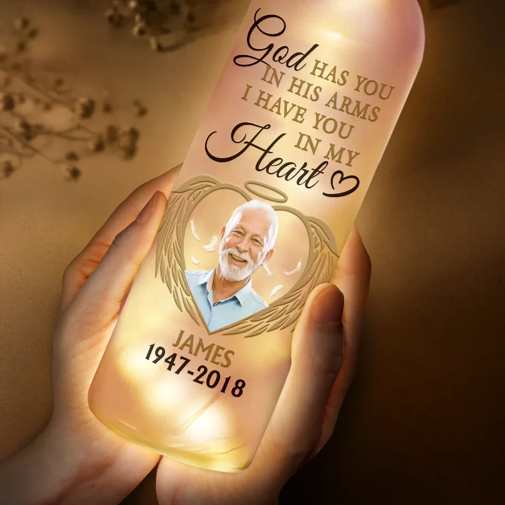 Memorial - Custom Photo Your Light Always Shine In My Heart - Personalized Bottle Light
