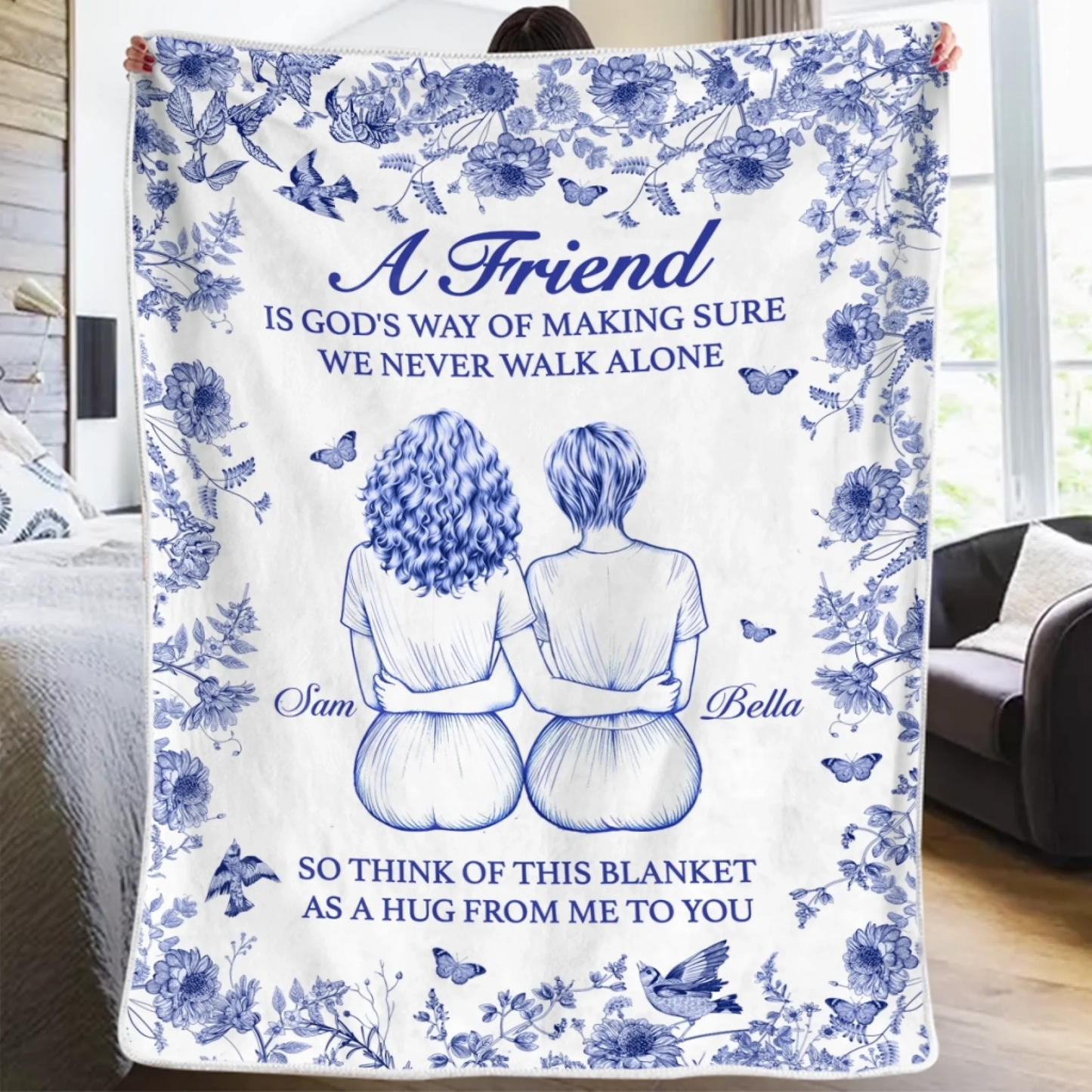 Personalized Blanket - Gift For Her, Besties, Best Friends, Sisters - Custom Fleece Gift