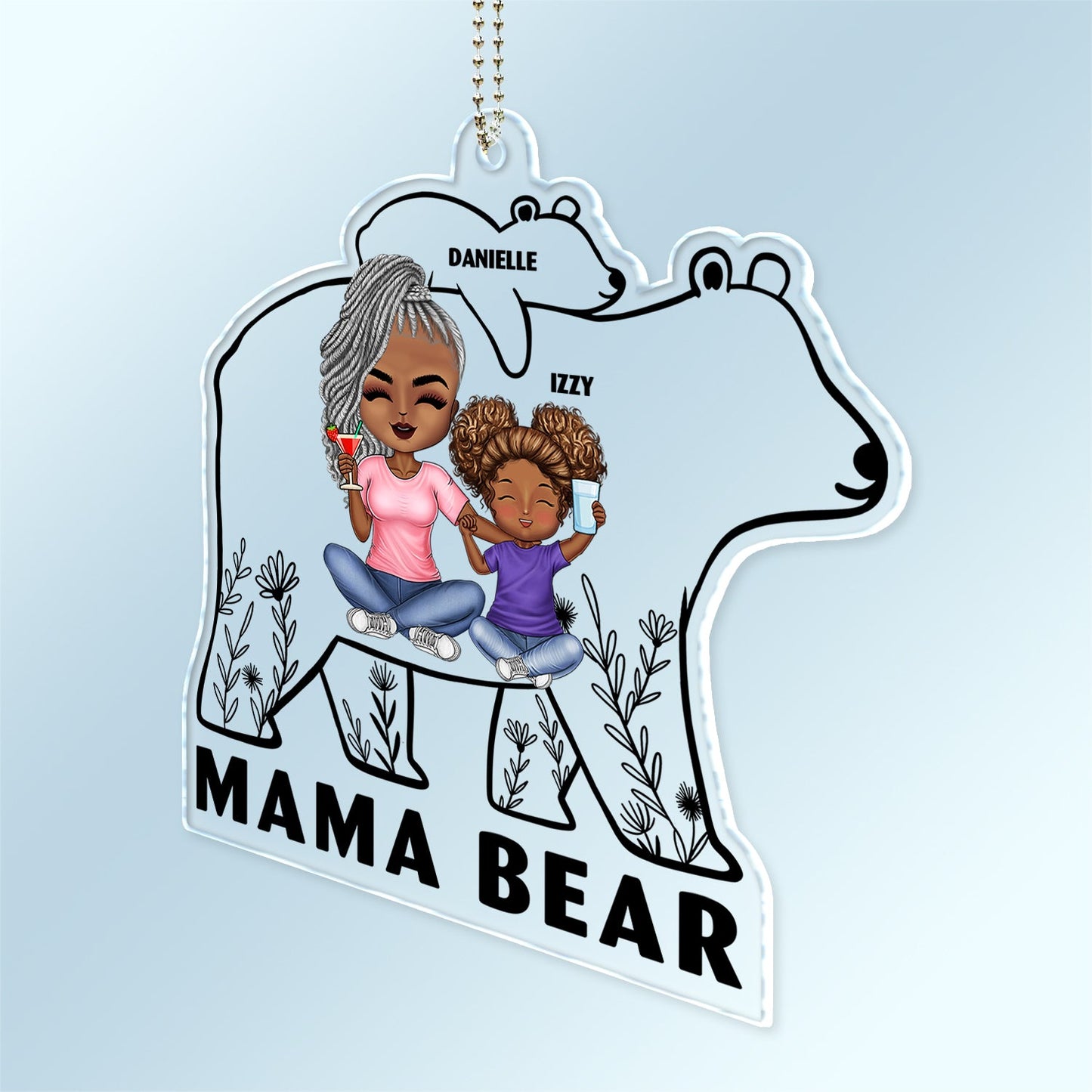 Personalized Mama Bear Car Hanger | Custom Gift for Mom & Grandma