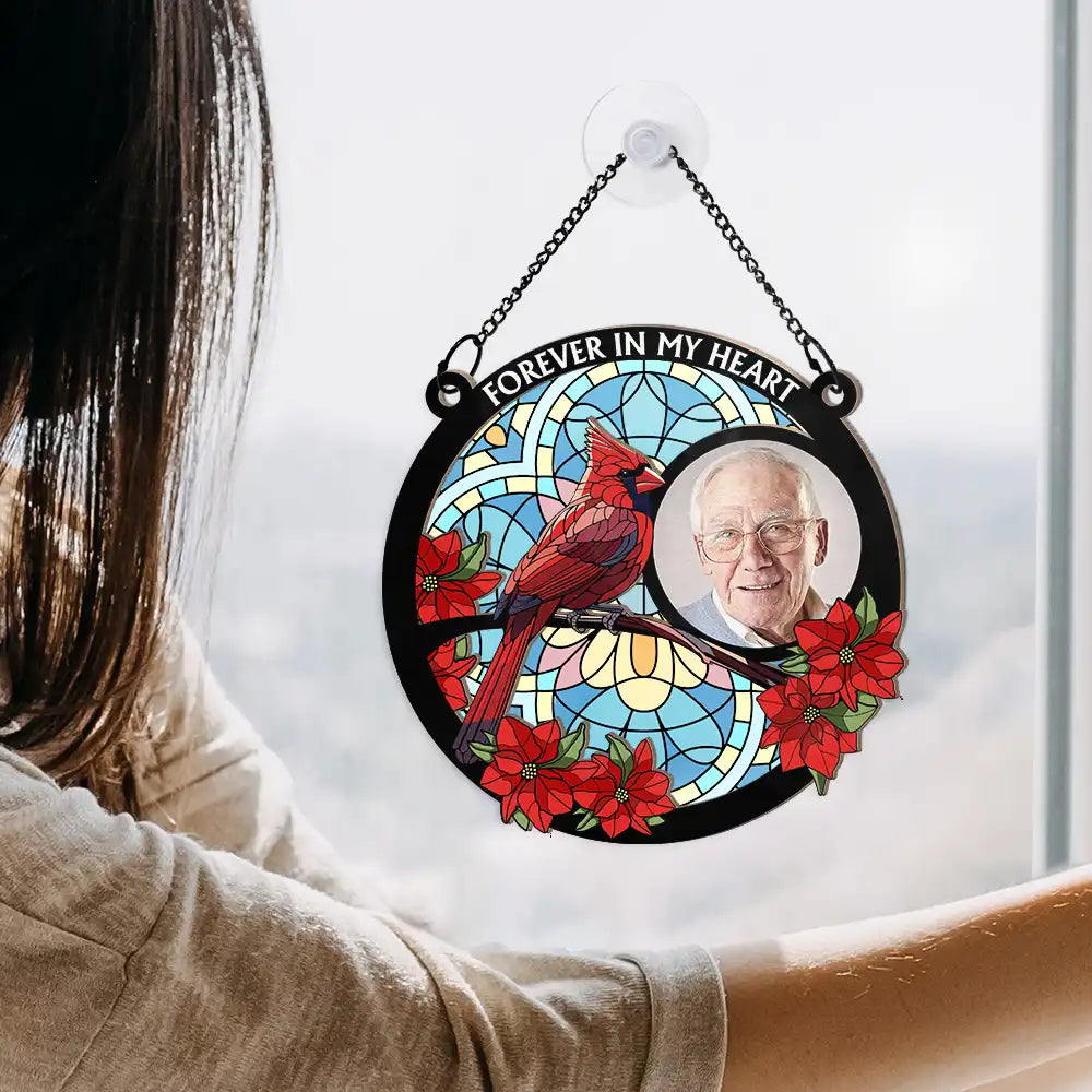 Heartfelt Personalized Memorial For Loved One Suncatcher: 'I'm Always With You' Photo Ornament