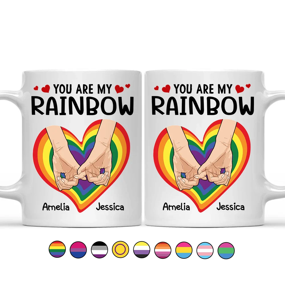 Custom LGBT Pride Mug for Couples - Heartfelt 'You Are My Rainbow' Gift