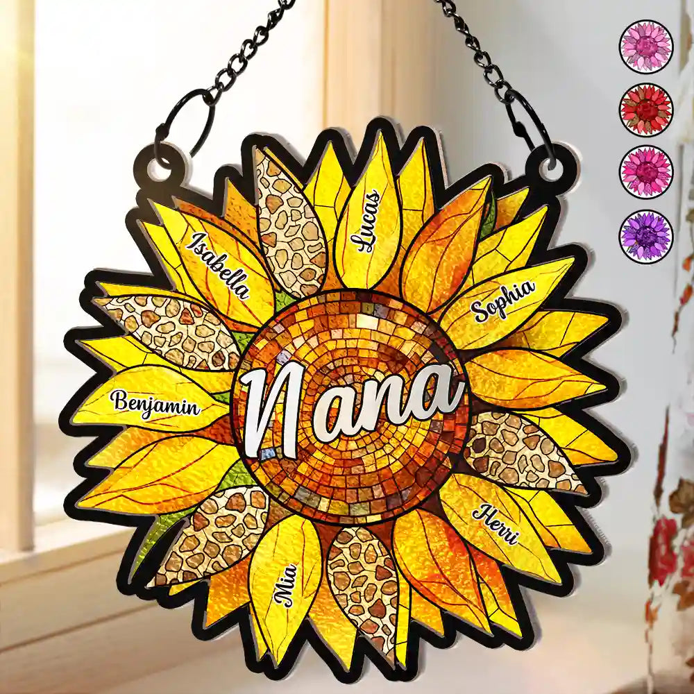 Personalized Nana Sunflower Suncatcher - Family Window Hanging Gift