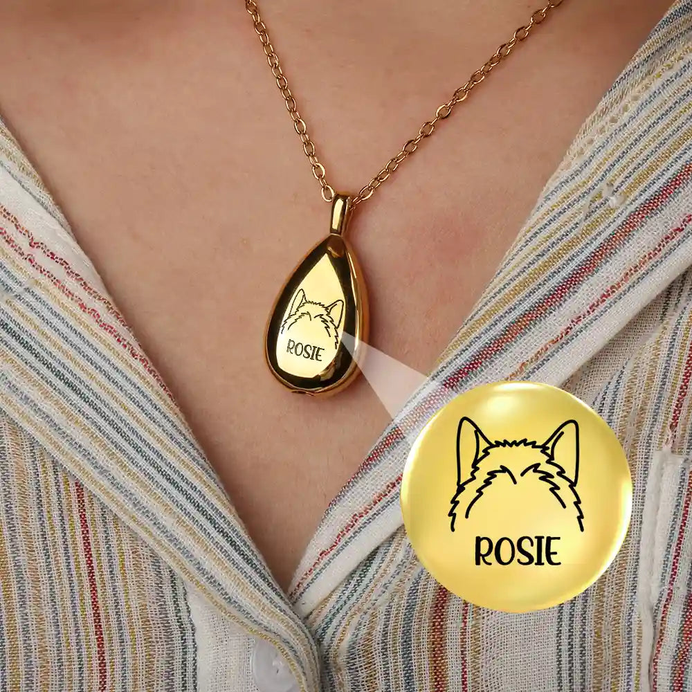 Heartfelt Personalized Pet Urn Necklace - Custom Line Art Memorial For Loved One Gift