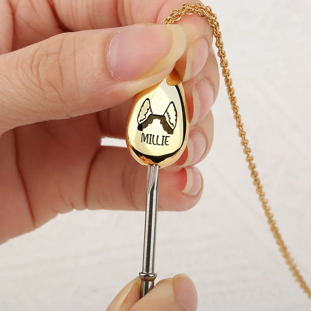 Heartfelt Personalized Pet Urn Necklace - Custom Line Art Memorial For Loved One Gift