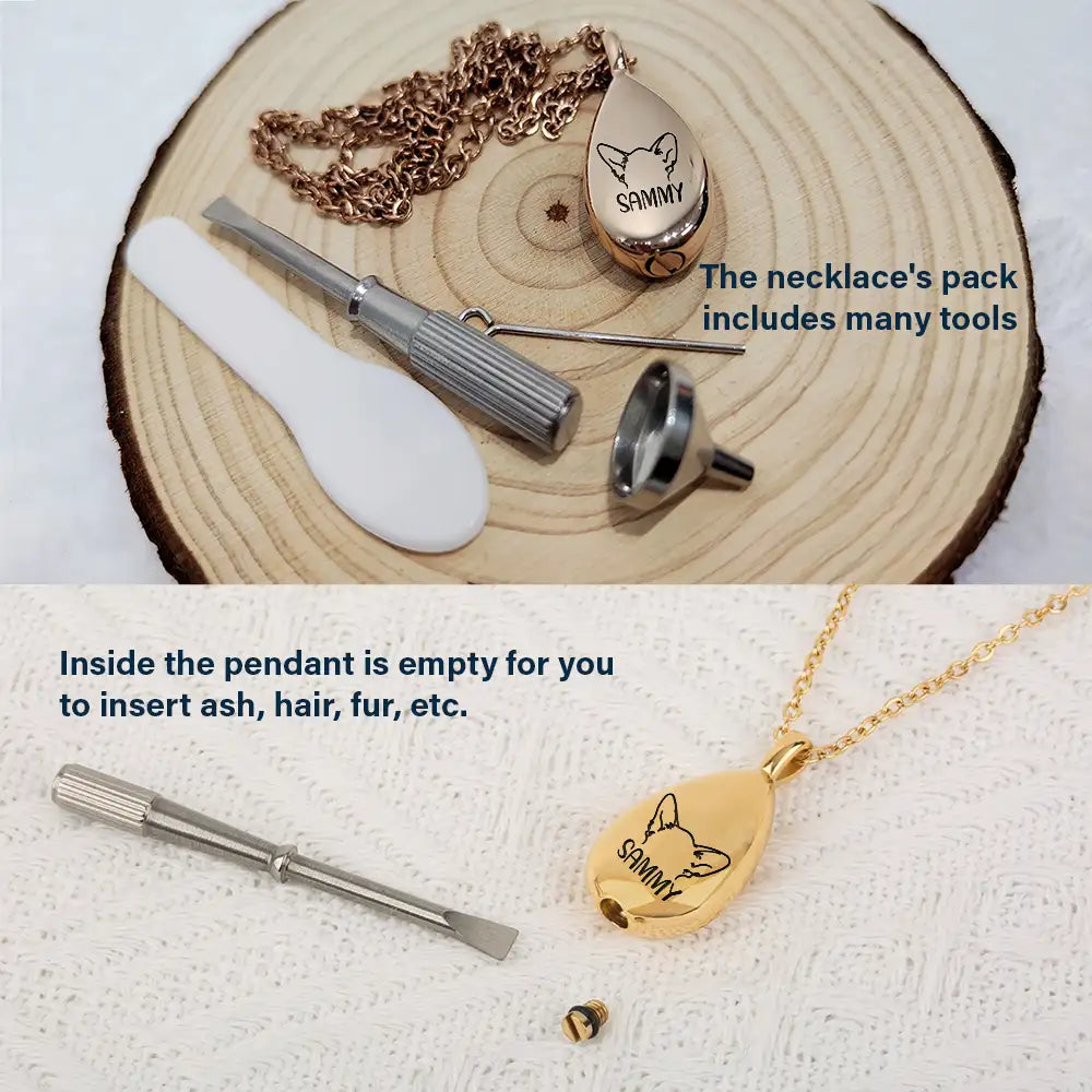 Heartfelt Personalized Pet Urn Necklace - Custom Line Art Memorial For Loved One Gift
