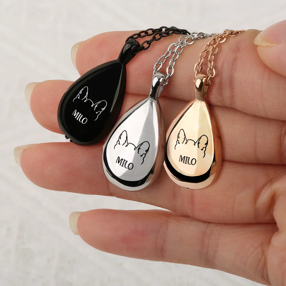 Heartfelt Personalized Pet Urn Necklace - Custom Line Art Memorial For Loved One Gift
