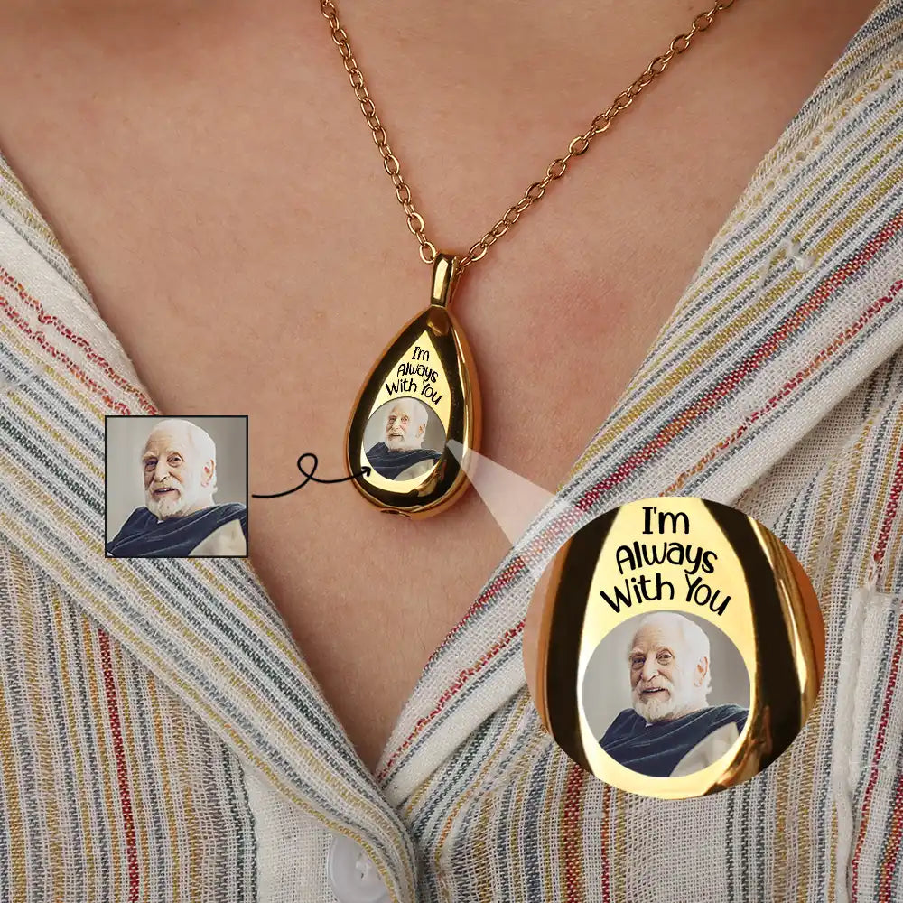 Personalized Photo Keepsake Necklace: 'I'm Always With You' Memorial For Loved One Gift