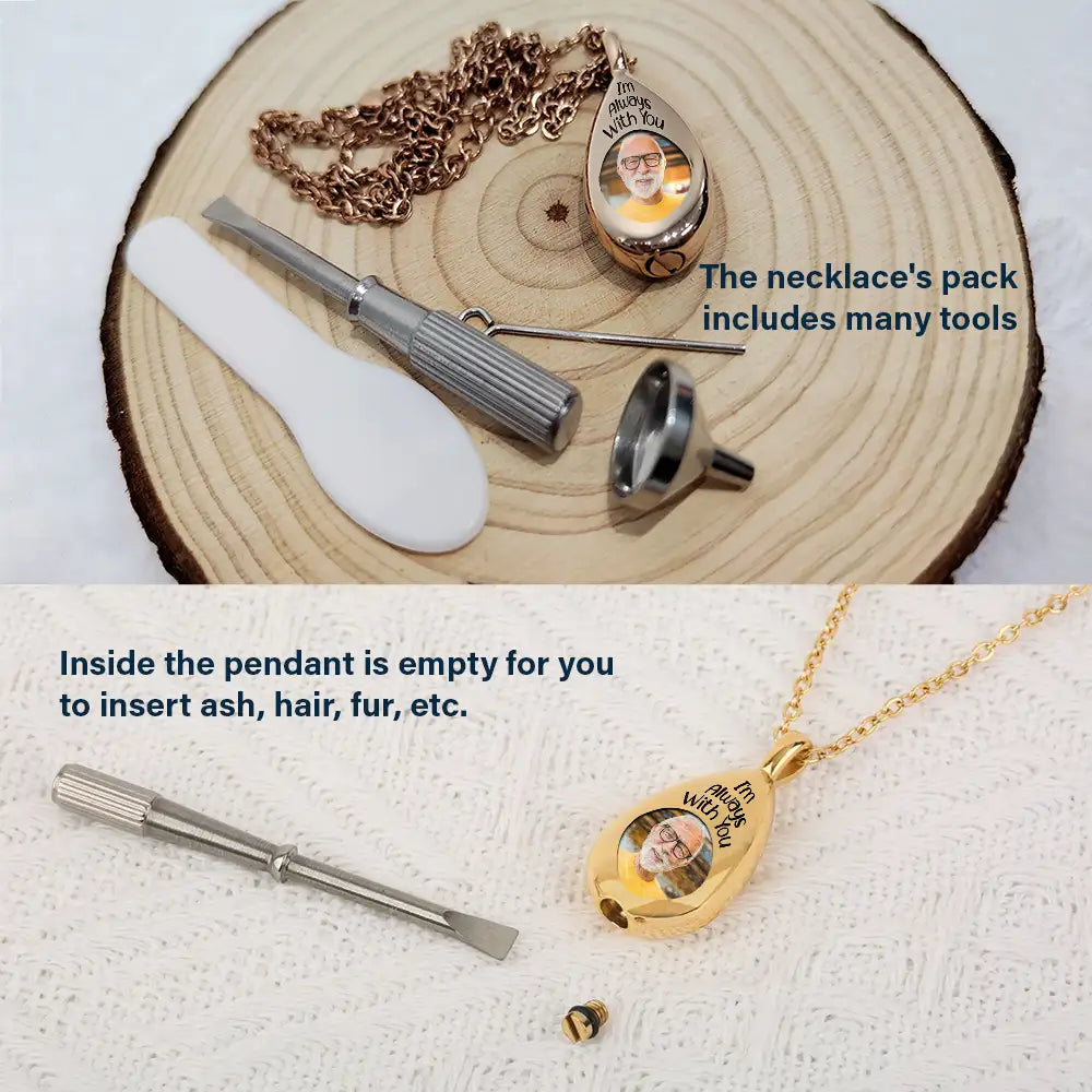 Personalized Photo Keepsake Necklace: 'I'm Always With You' Memorial For Loved One Gift