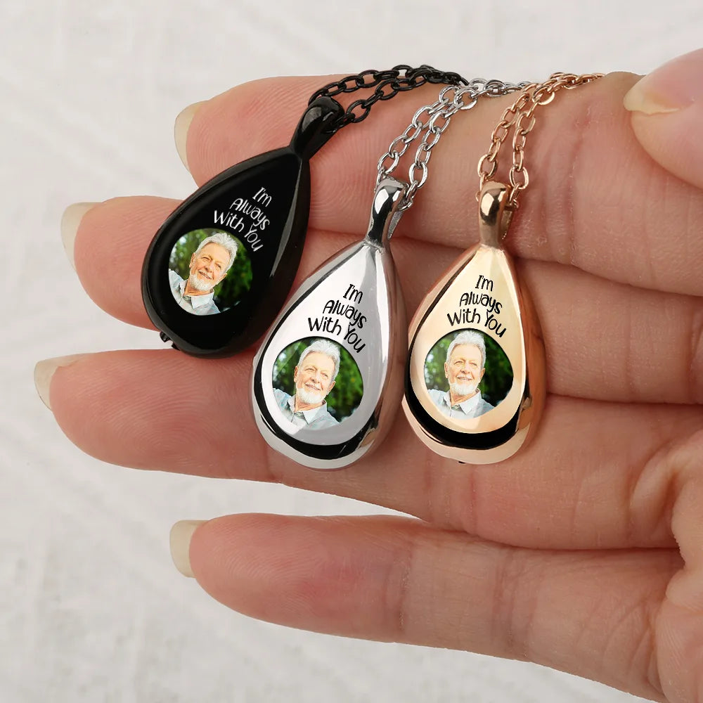 Personalized Photo Keepsake Necklace: 'I'm Always With You' Memorial For Loved One Gift