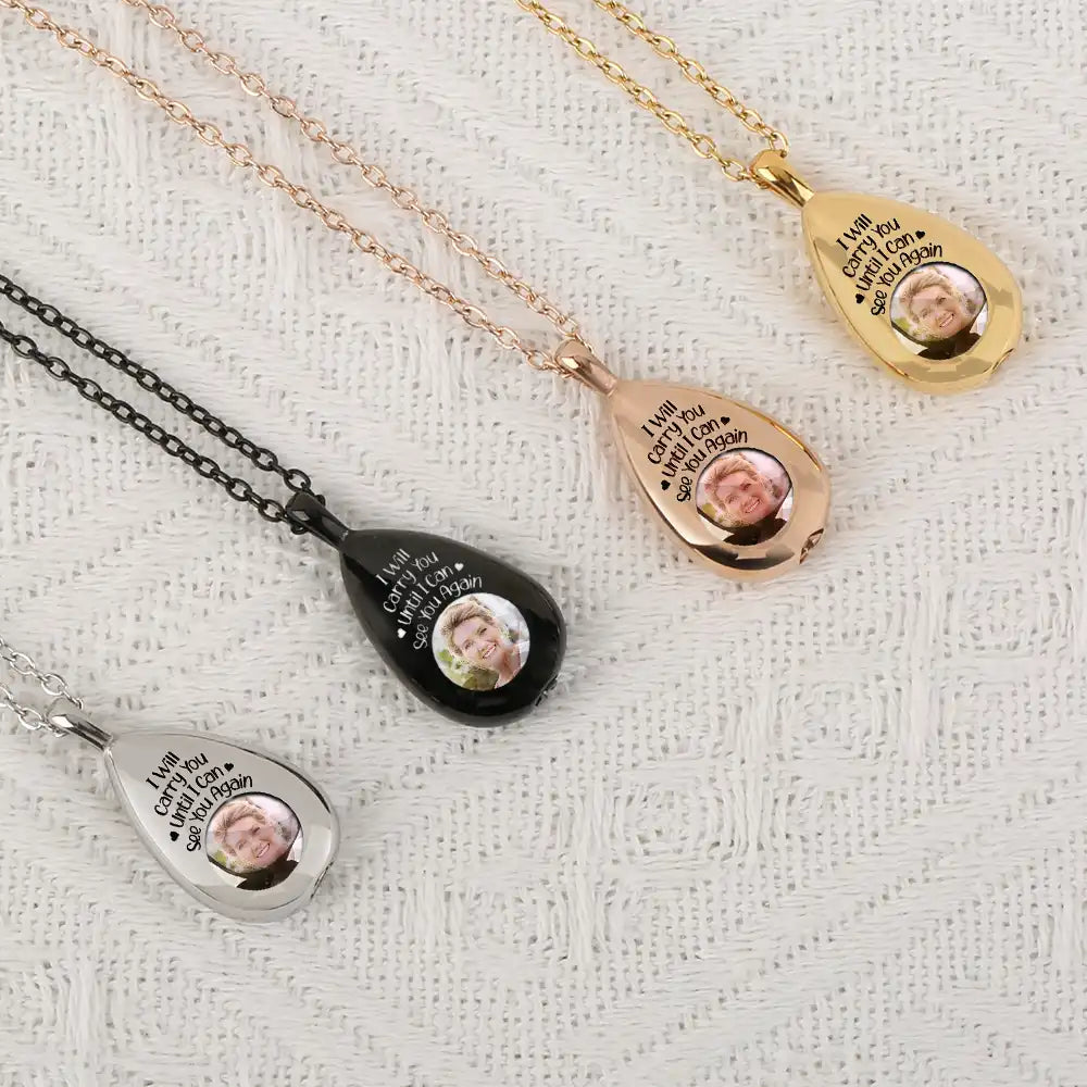 Personalized Photo Keepsake Necklace: 'I Will Carry You' Memorial For Loved One Locket