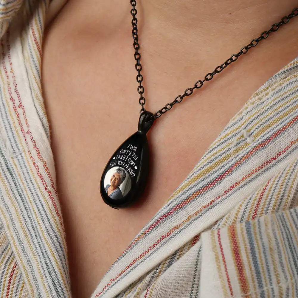 Personalized Photo Keepsake Necklace: 'I Will Carry You' Memorial For Loved One Locket