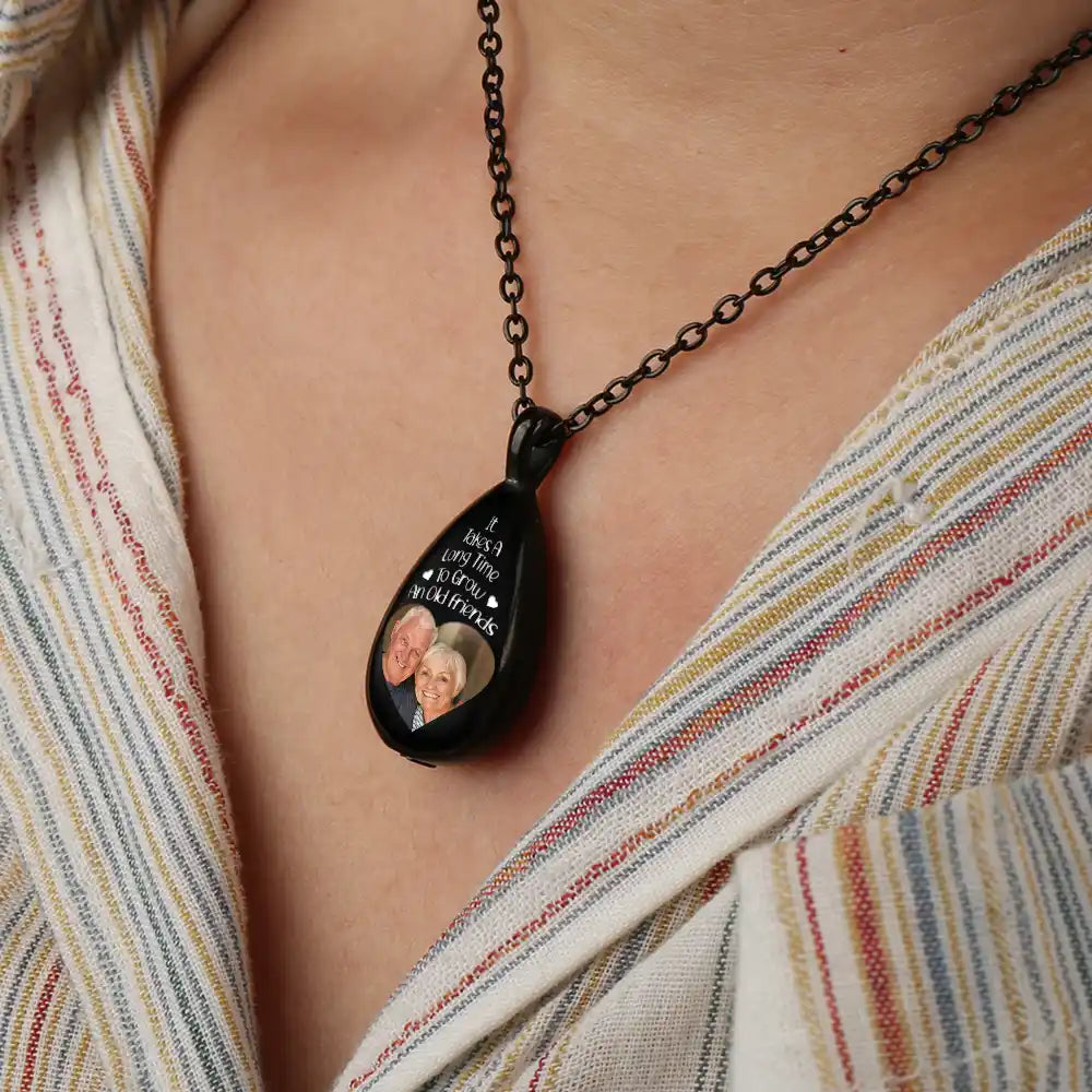 Custom Photo "It Takes A Long Time To Grow An Old Friend" Keepsake Necklace