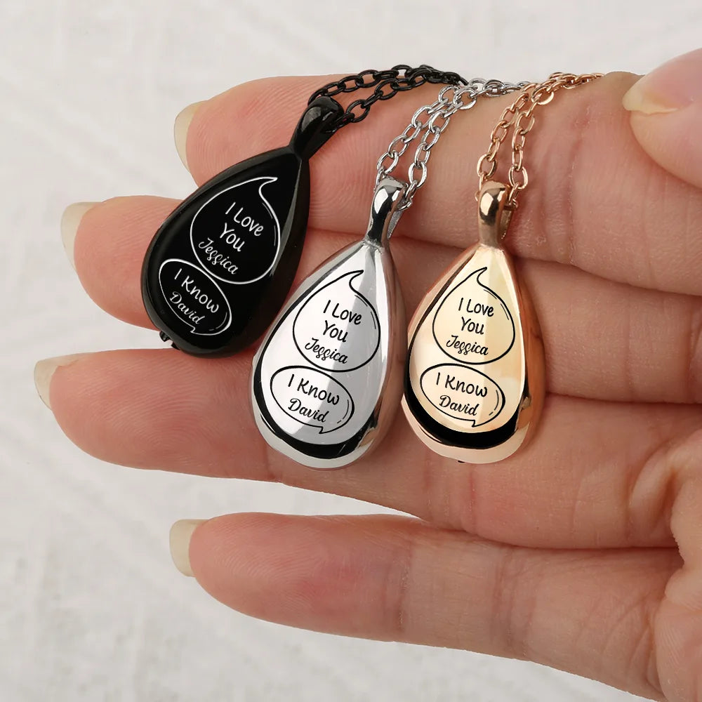 Personalized 'I Miss You / I Know' Memorial For Loved One Keepsake Urn Necklace