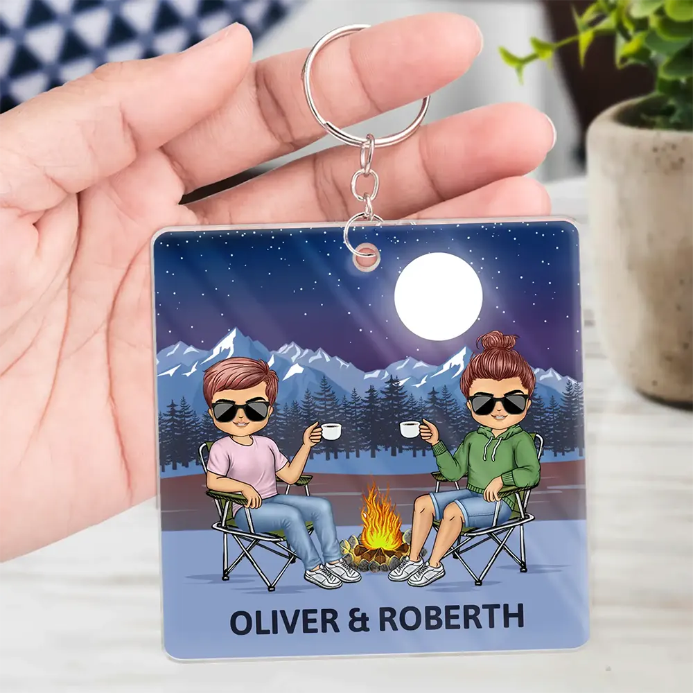 Personalized Camping Couple Keychain - 'Keys to the Camper' Keepsake Gift
