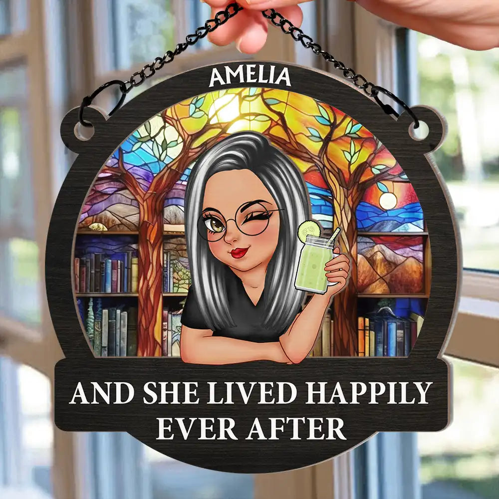 Personalized 'Just A Girl Who Loves Books' Window Suncatcher Ornament Gift