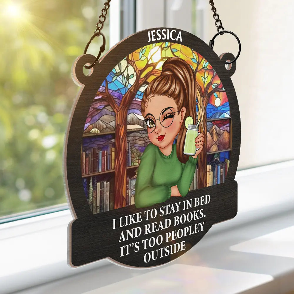 Personalized 'Just A Girl Who Loves Books' Window Suncatcher Ornament Gift