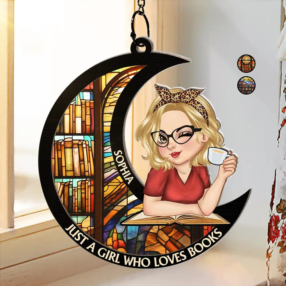 Personalized 'Just A Girl Who Loves Books' Suncatcher Ornament Gift