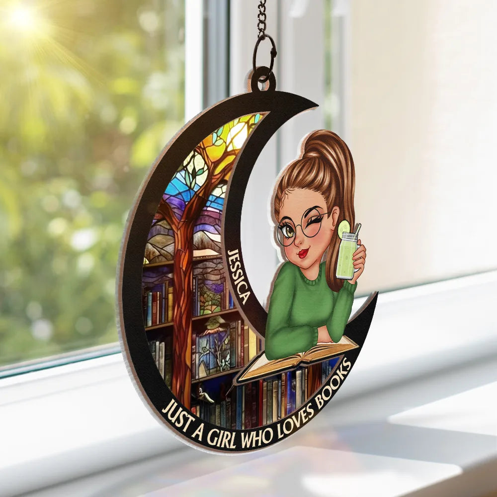 Personalized 'Just A Girl Who Loves Books' Suncatcher Ornament Gift