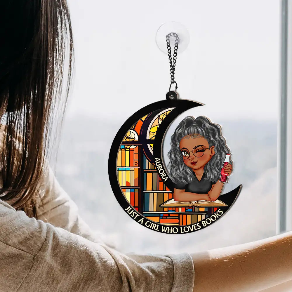 Personalized 'Just A Girl Who Loves Books' Suncatcher Ornament Gift