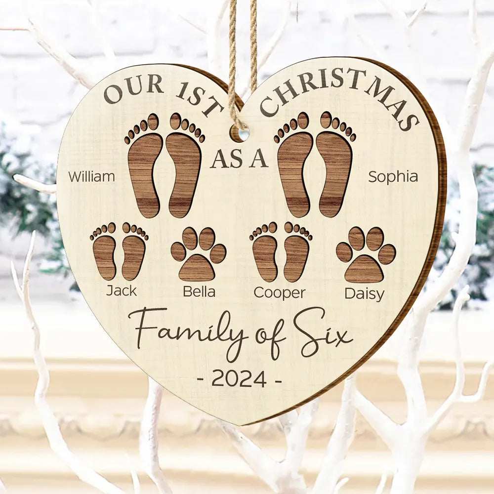 Personalized 'Our 1st Christmas As A Family Of Four' Wood Ornament