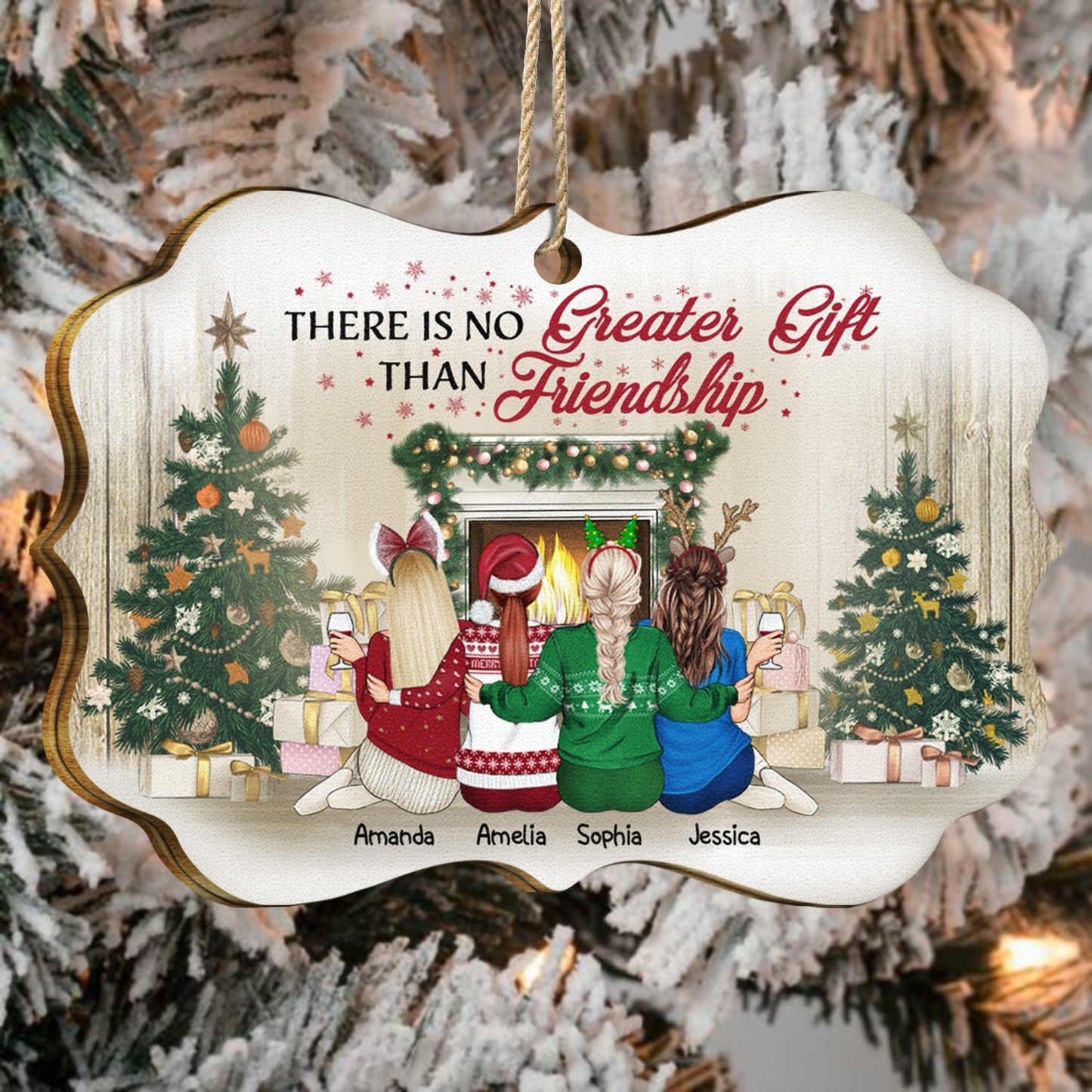 Personalized Friendship Wooden Ornament: 'No Greater Gift Than Friendship'