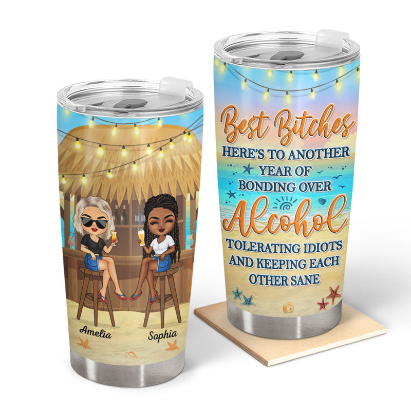 Personalized 'Bonding Over Alcohol' Tumbler - Funny Gift for Best Friends