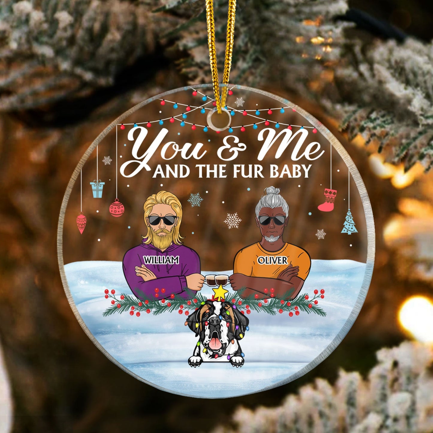 Custom 'You & Me & The Fur Babies' Christmas Ornament for Pet Lovers