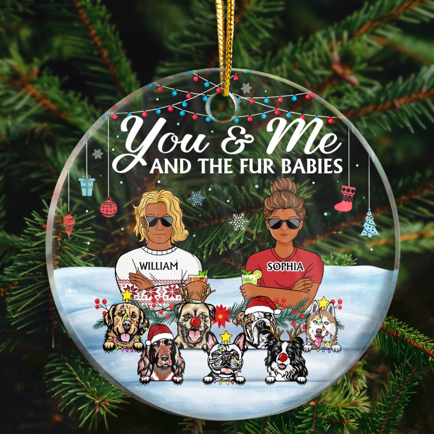 Custom 'You & Me & The Fur Babies' Christmas Ornament for Pet Lovers