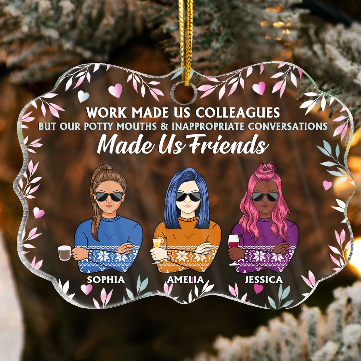 Personalized "Potty Mouth Friends" Christmas Ornament for Colleagues