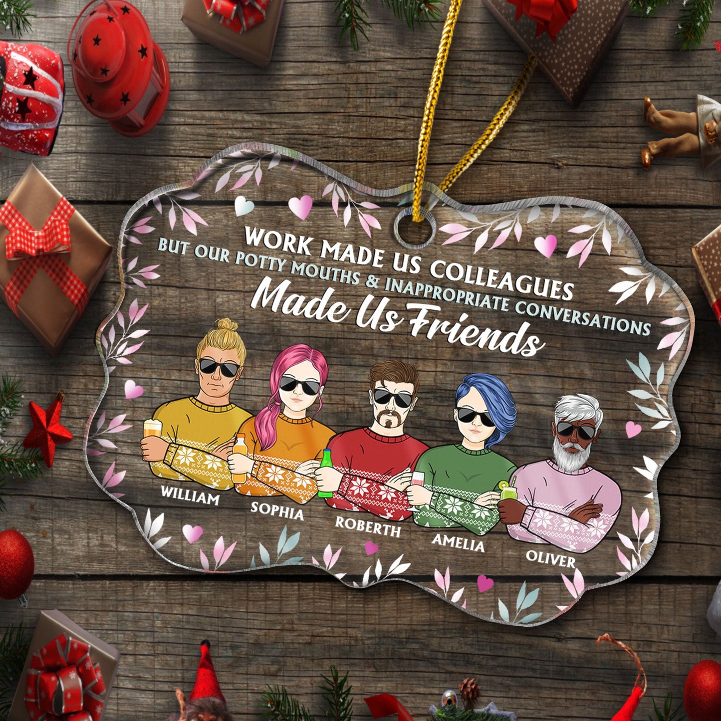 Personalized "Potty Mouth Friends" Christmas Ornament for Colleagues