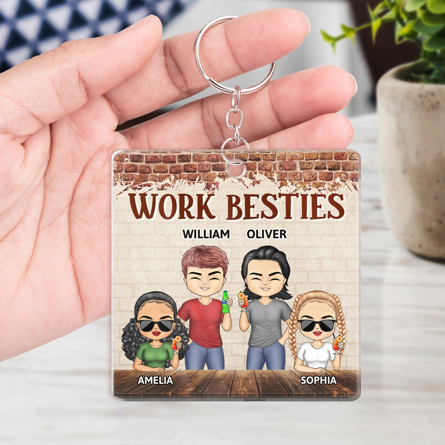 Personalized Work Bestie Keychain: You Are The Reason I Don't Punch People At Work