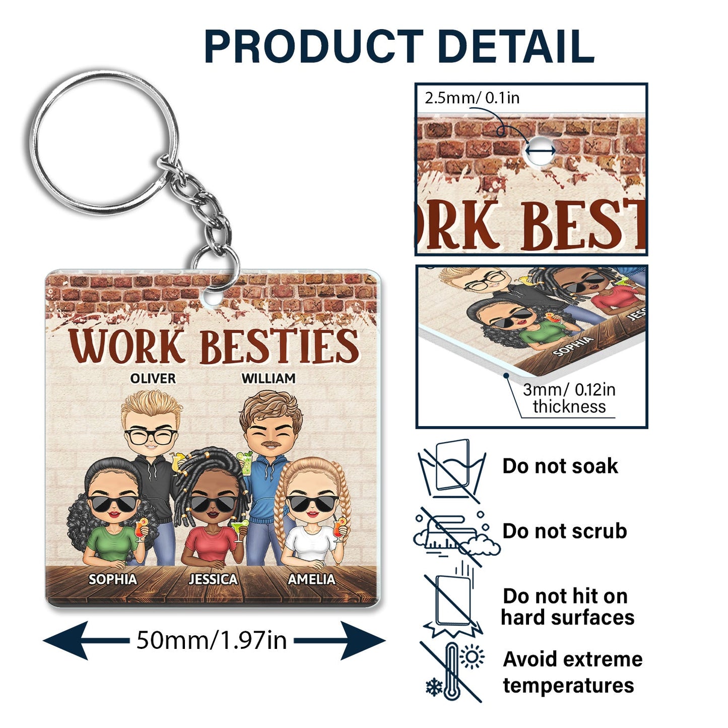 Personalized Work Bestie Keychain: You Are The Reason I Don't Punch People At Work