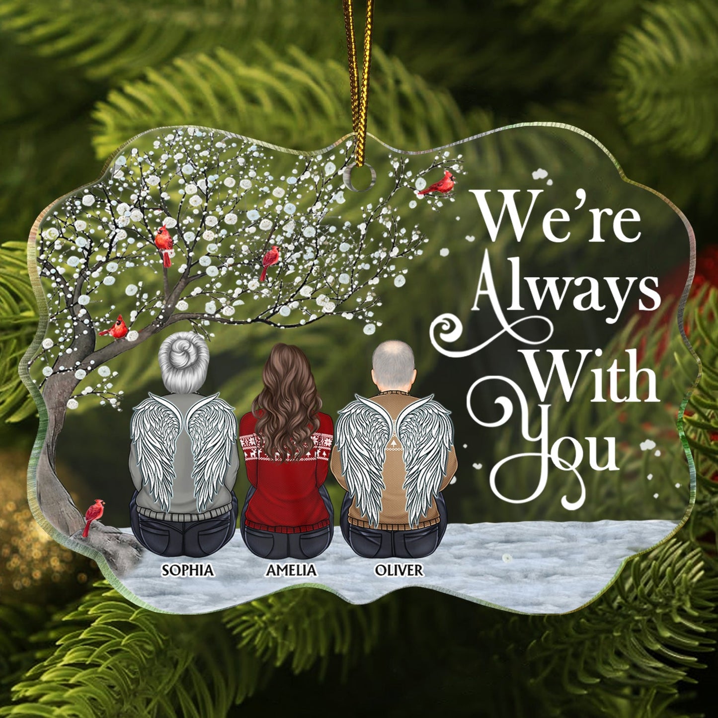 Personalized Memorial For Loved One Ornament - 'We're Always With You' Family Keepsake