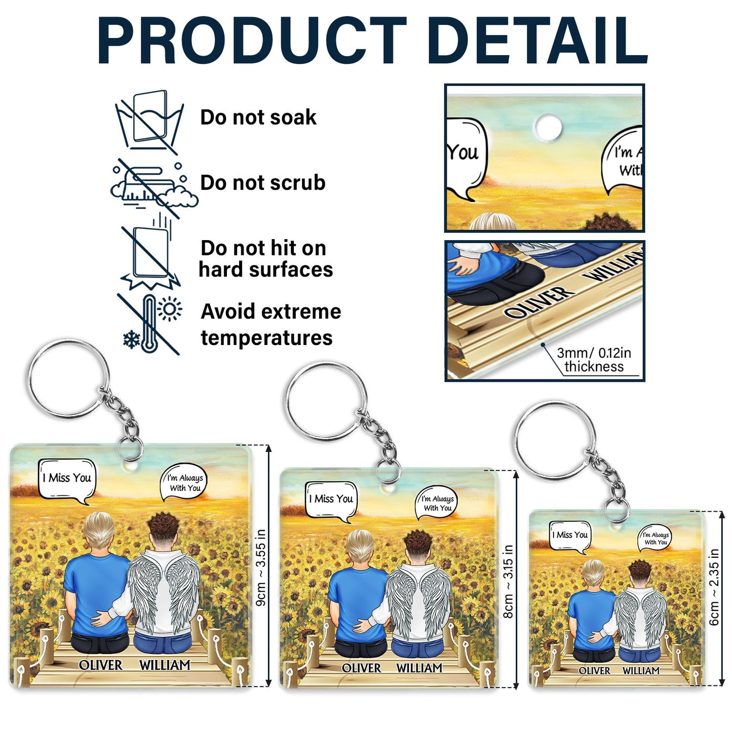 Personalized Memorial For Loved One Keepsake Keychain: 'I Will Carry You Until I See You Again'