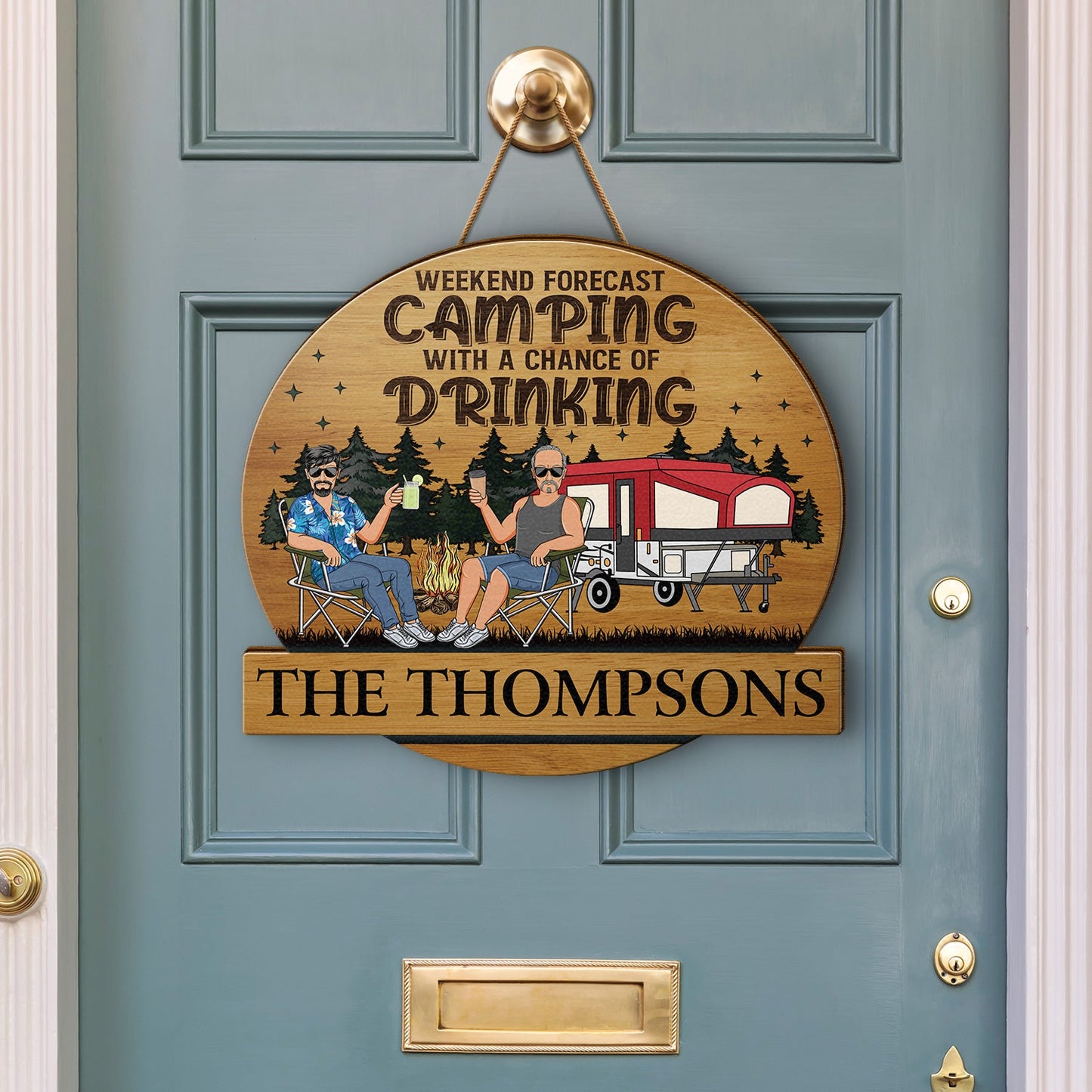 Personalized Wood Sign for Couples: 'Husband & Wife Camping Partners For Life' Keepsake